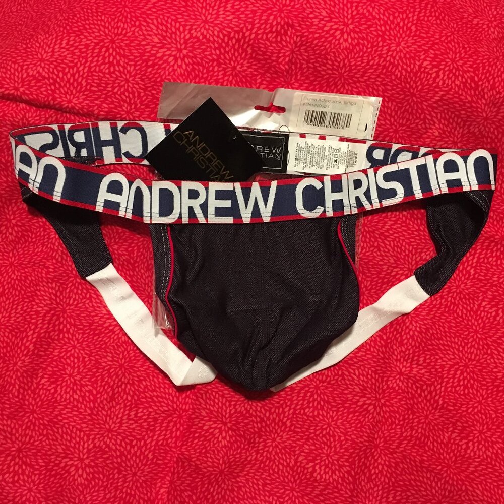 Andrew Christian Denim Active Jock Size LARGE 🆕🩲